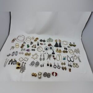 Lot Of 66 Costume Earrings Vintage To Modern 62 Pierced 4 Clip On Most Unmarked.